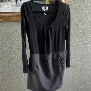 Laundry by Design Black and Gray Long Sleeve Sheath Dress